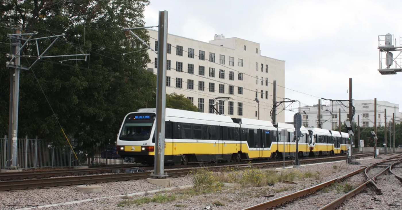 The Blue Line Dart Train departing EBJ Union Station. Photo Credit: Sam Judy for Dallas Weekly.