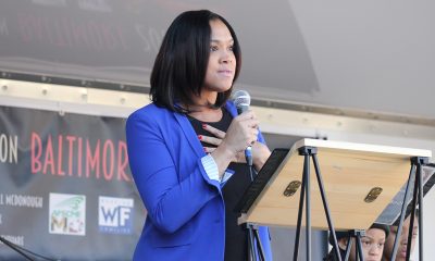 Marilyn Mosby, former Baltimore City State's Attorney at Baltimore Women's March Gathering Rally at War Memorial Plaza at 101 North Gay Street in Baltimore MD on Saturday morning, 20 January 2018 by Elvert Barnes Protest Photography