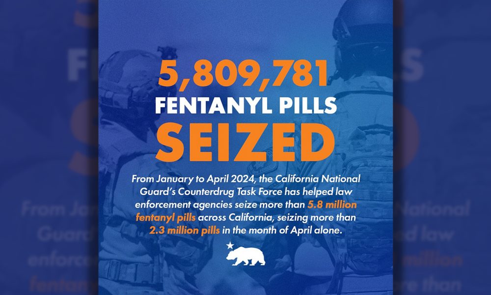 The California National Guard has helped remove over 5.8 million pills containing fentanyl from California’s communities this year. Photo: @cagovernor on Instagram.