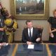San Jose, CA - Aug 16, 2024: Governor Gavin Newsom signing 10 new bills, groundbreaking legislation aimed at combating retail crime in California. (Shutterstock)