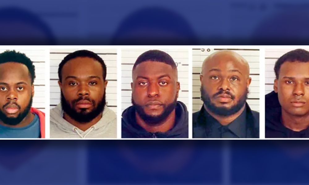 Booking images provided by the Shelby County Sheriff’s Office. From left, Tadarrius Bean, Demetrius Haley, Emmitt Martin III, Desmond Mills, Jr. and Justin Smith. Nichols, Bean, Haley, and Smith were convicted of witness tampering in the case that fueled nationwide protests and renewed calls for police reform.