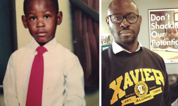 Victor Jones as a student (left) and a recent photo (right)