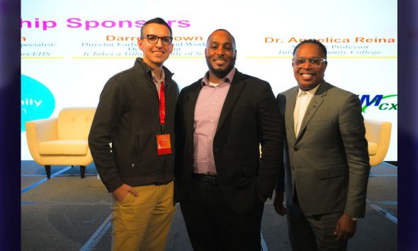 Darrell Brown, Director of Teaching Learning & Quality Practice, It Takes A Village Family of Schools (middle) met with Dr. Calvin E. Moore, Jr., CEO, Council for Professional Recognition (right)