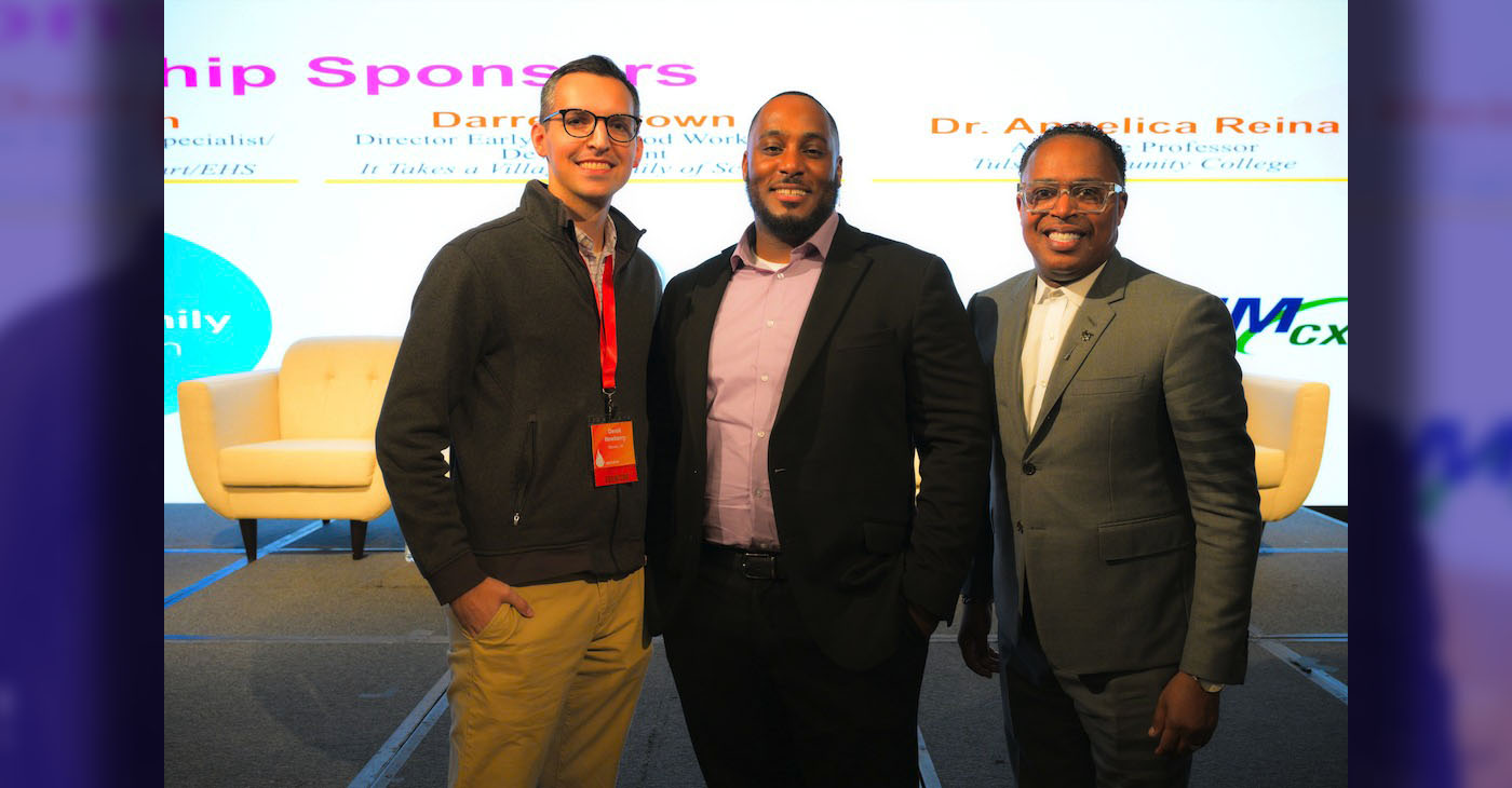 Darrell Brown, Director of Teaching Learning & Quality Practice, It Takes A Village Family of Schools (middle) met with Dr. Calvin E. Moore, Jr., CEO, Council for Professional Recognition (right)