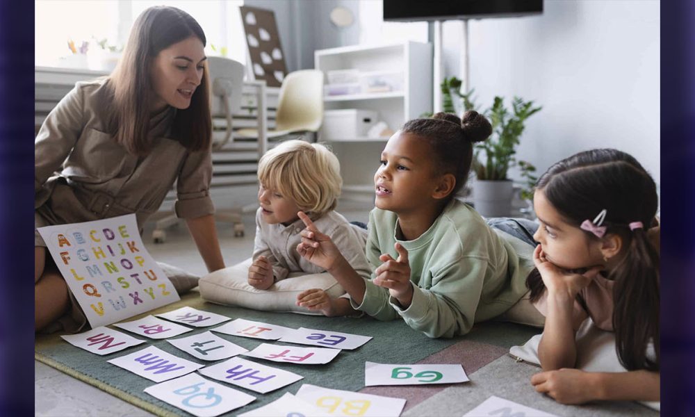 Early Childhood Educator Teaching Young Students