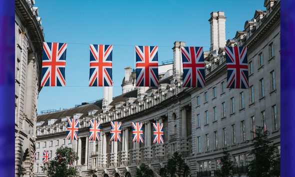 Union Jacks on Regent Street for the Queen's Platinum Jubilee