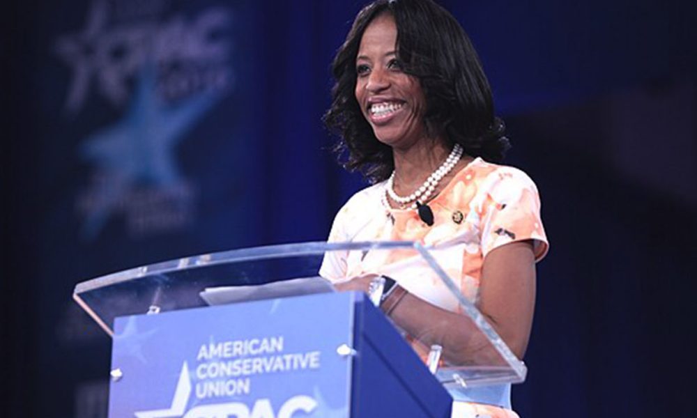 Former U.S. Congresswoman Mia Love of Utah speaking at the 2016 Conservative Political Action Conference (CPAC) in National Harbor, Maryland (Photo by Gage Skidmore/ Wikimedia Commons)