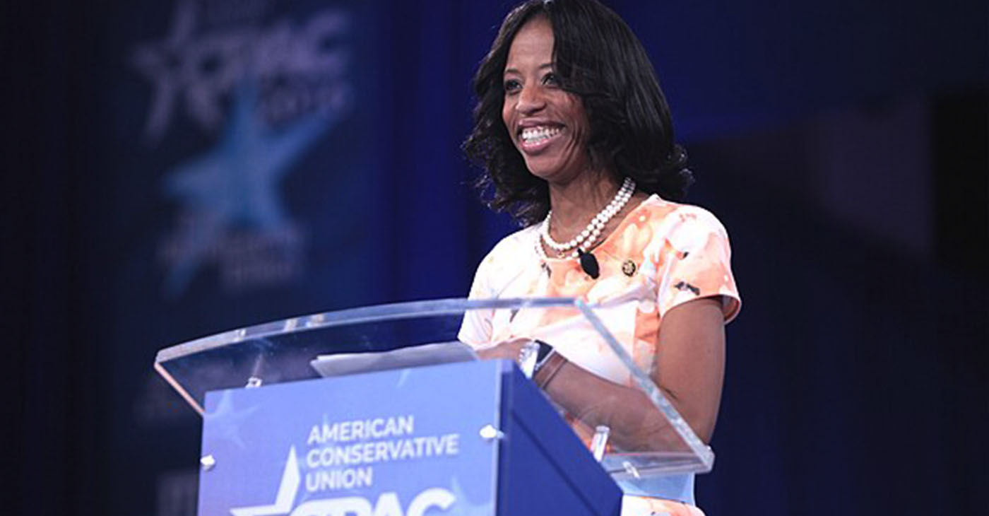 Former U.S. Congresswoman Mia Love of Utah speaking at the 2016 Conservative Political Action Conference (CPAC) in National Harbor, Maryland (Photo by Gage Skidmore/ Wikimedia Commons)