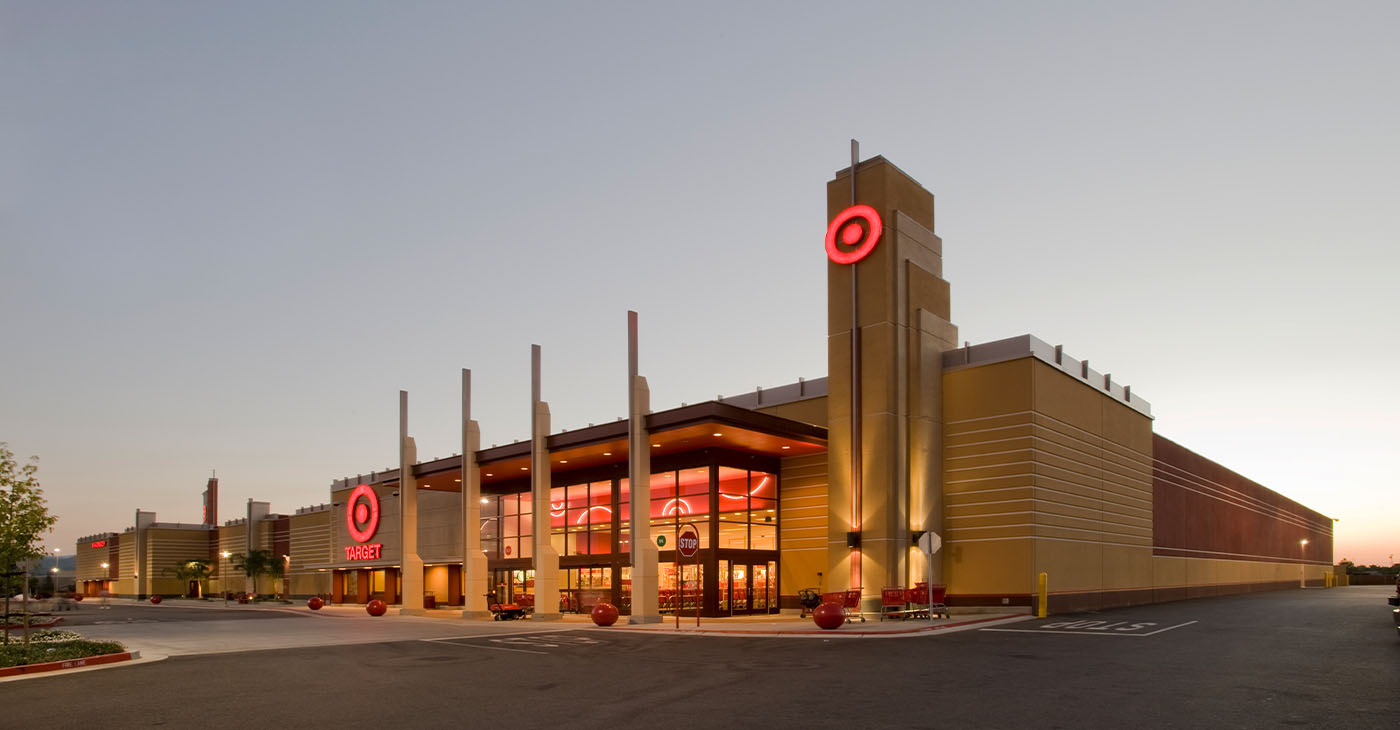 Gilroy, CA, USA - July, 16 2008: Target Store at dusk. Target, an American big box retailer, is the anchor tenant for this new shopping center.