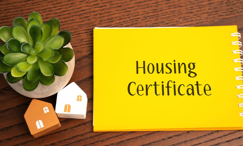 Housing certificate notebook. Obtaining new housing in exchange for one's own house or apartment destroyed due to war. Subsidies used to help with rent and homeowners expenses to purchase a home. (Photo by Andrii Yalanskyi)