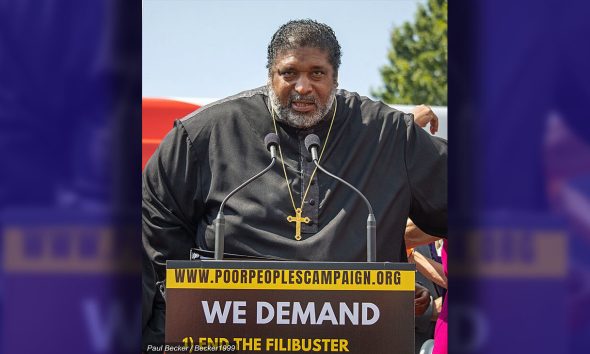 Rev. William Barber at the Washington DC Poor Peoples Campaign Rally at Union Station followed by a march and civil disobedience (Wikimedia Commons)