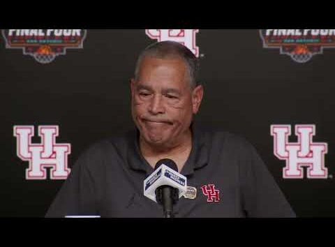 Houston Cougars men's basketball team celebrating a national championship win.