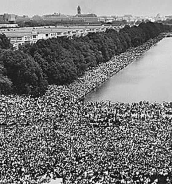 View of the crowd at 1963 Civil Rights March on Washington, D.C. A wide-angle view of marchers along the mall, showing the Reflecting Pool and the Washington Monument. (Wikimedia Commons / Photo by U.S. Information Agency, Press and Publications Service)