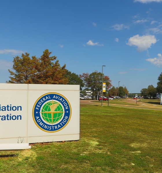 Jackson, MS - October 1, 2023: Federal Aviation Administration sign and logo at the FAA office. (Photo by C. Robertson)