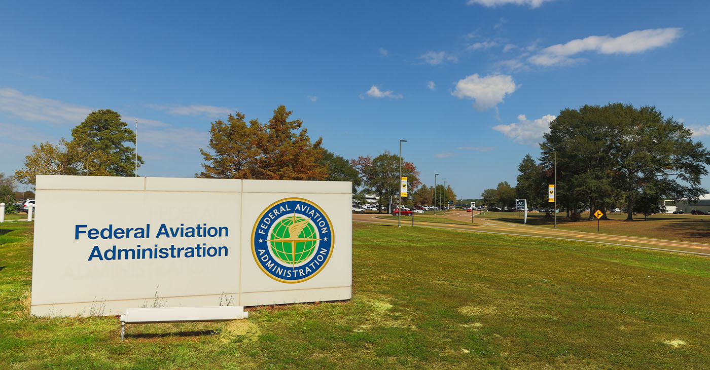 Jackson, MS - October 1, 2023: Federal Aviation Administration sign and logo at the FAA office. (Photo by C. Robertson)