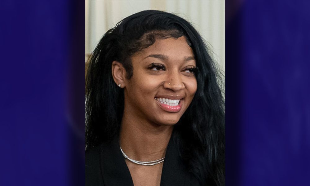 Cropped image of Angele Reese at an event celebrating the Louisiana State University Tigers women’s basketball team’s 2022-23 NCAA championship Friday, May 26, 2023, in the East Room of the White House. (Official White House Photo by Erin Scott)