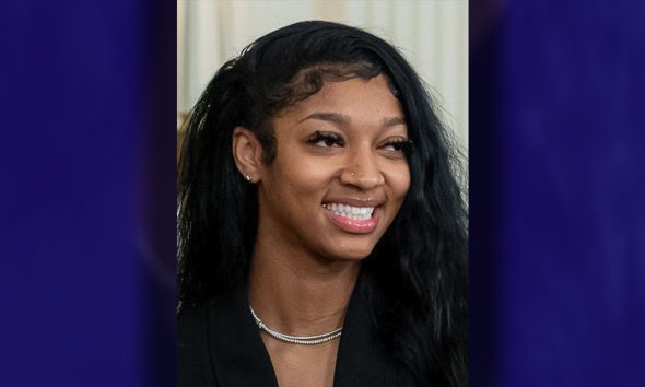 Cropped image of Angele Reese at an event celebrating the Louisiana State University Tigers women’s basketball team’s 2022-23 NCAA championship Friday, May 26, 2023, in the East Room of the White House. (Official White House Photo by Erin Scott)