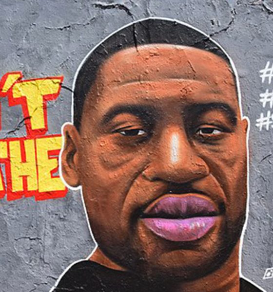 Mural showing the portrait of George Floyd in Mauerpark in Berlin. To the left of the portrait the lettering "I can't Breathe" was added, on the right side the three hashtags #GeorgeFloyd, #Icantbreathe and #Sayhisname. The mural was completed by Eme Street Art (facebook name) / Eme Free Thinker (signature) on 29 May 2020. (Wikimedia Commons)