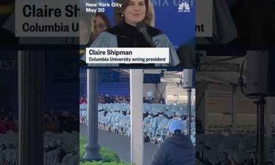 Columbia grads boo Acting President Claire Shipman during commencement, chanting "Free Mahmoud.
