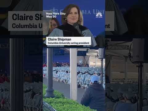 Columbia grads boo Acting President Claire Shipman during commencement, chanting "Free Mahmoud.