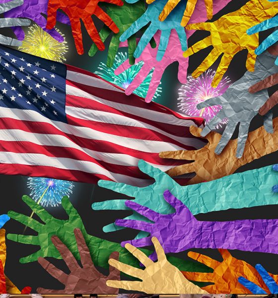 American People Diversity Celebration and 4th of July and Independence Day in the United States bringing diverse people together as a multicultural celebration of freedom and patriotism as a Fourth day honor celebrating USA.