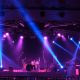 Stage lighting beams spotlight and smoke of events show or concerts