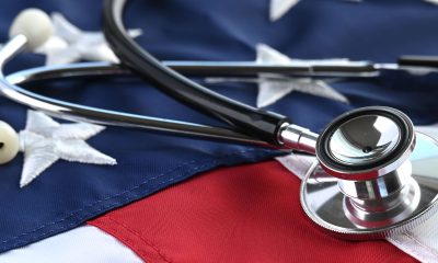 Stethoscope on a USA American flag (Photo by Marg Johnson VA)