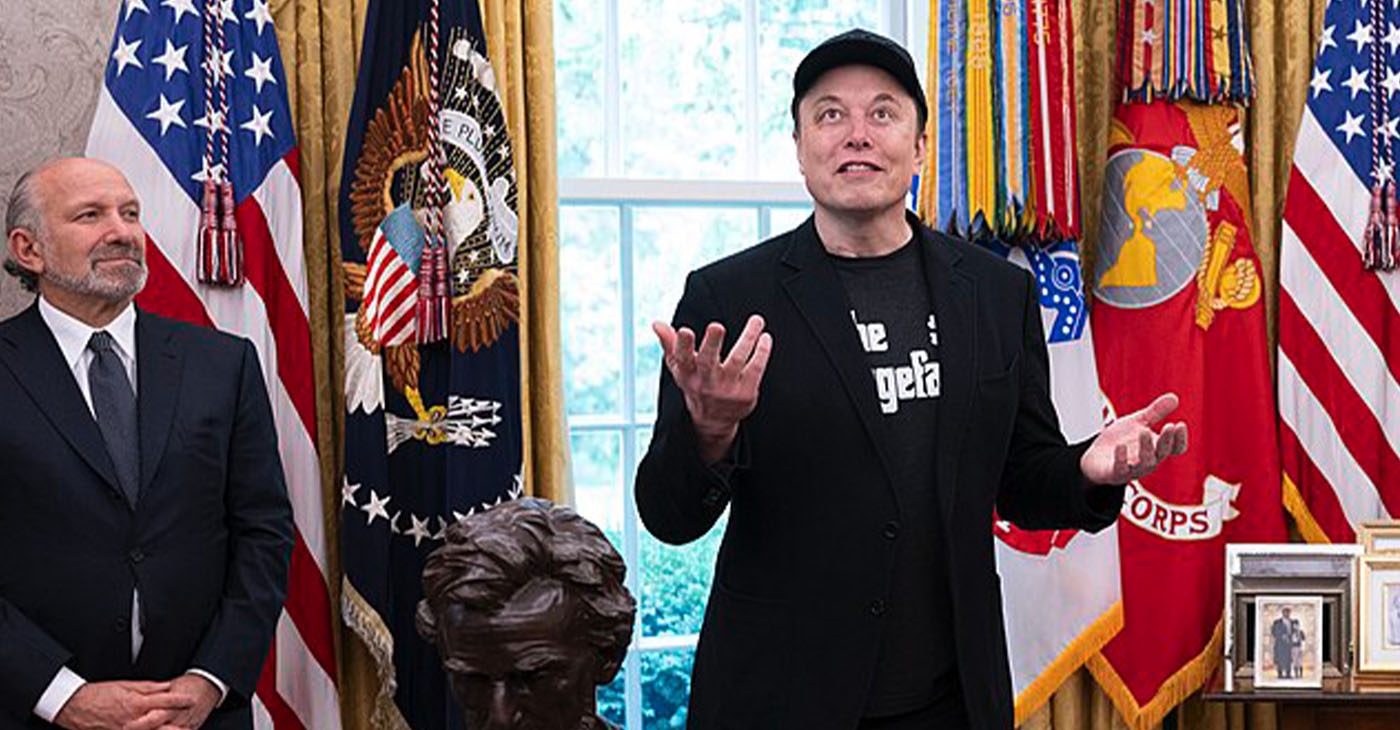 President Donald Trump participates in a press conference with departing DOGE adviser Elon Musk, Friday, May 30, 2025, in the Oval Office. (Official White House Photo by Molly Riley) (Wikimedia Commons / Photo by The White House)