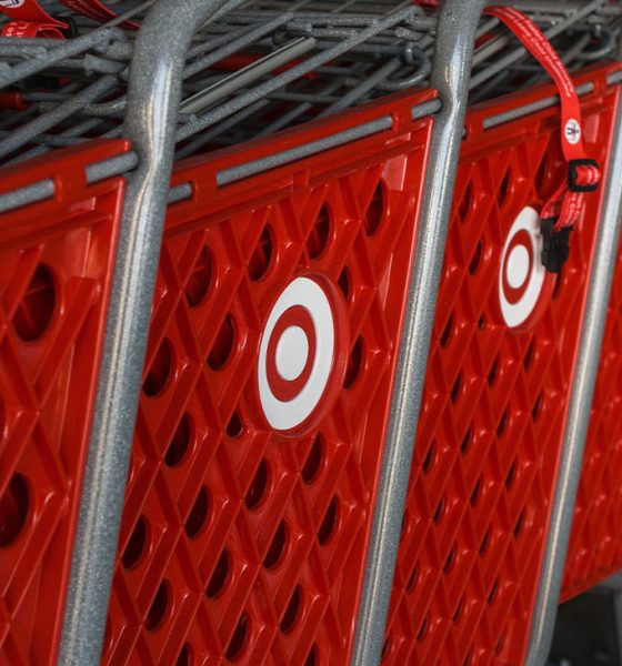 October 12, 2017 Sunnyvale/CA/USA - Stacked Target shopping carts with the company's logo on the side, a bulls eye (Photo by Sundry Photography)