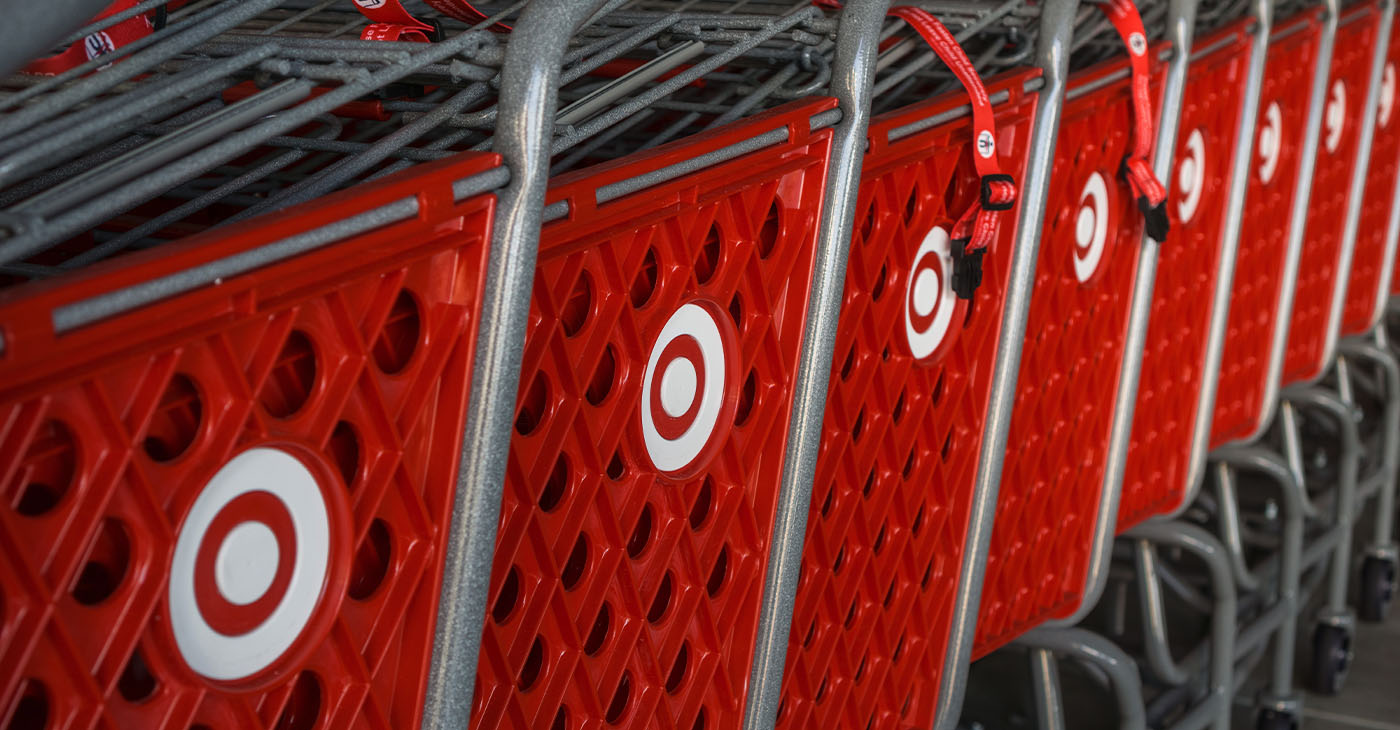 October 12, 2017 Sunnyvale/CA/USA - Stacked Target shopping carts with the company's logo on the side, a bulls eye (Photo by Sundry Photography)