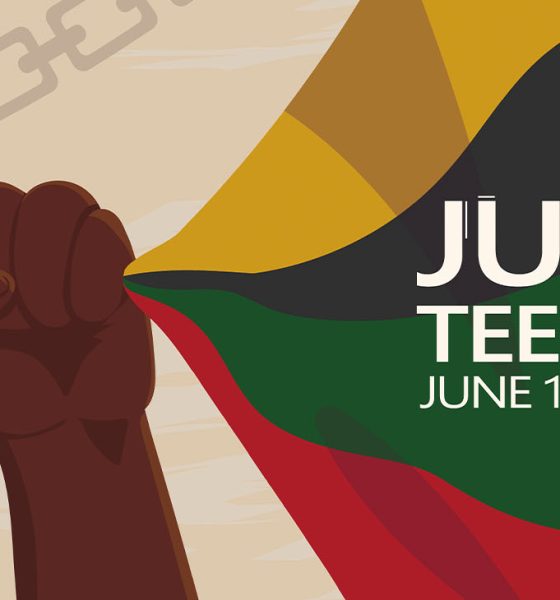 juneteenth june 19 card with flag (Photo by Giuseppe Ramos)