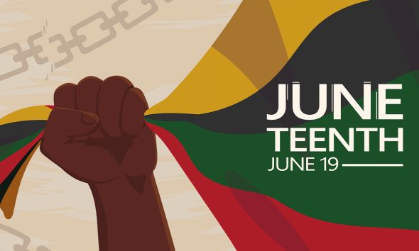 juneteenth june 19 card with flag (Photo by Giuseppe Ramos)