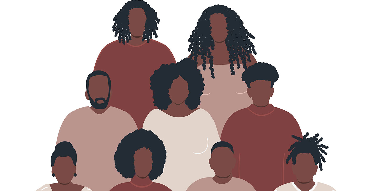 group of black people. Crowd of people. Stronger together concept. Solidarity of different men and women. Different human silhouettes. Vector illustration(Photo by Iryna Alekseienko)