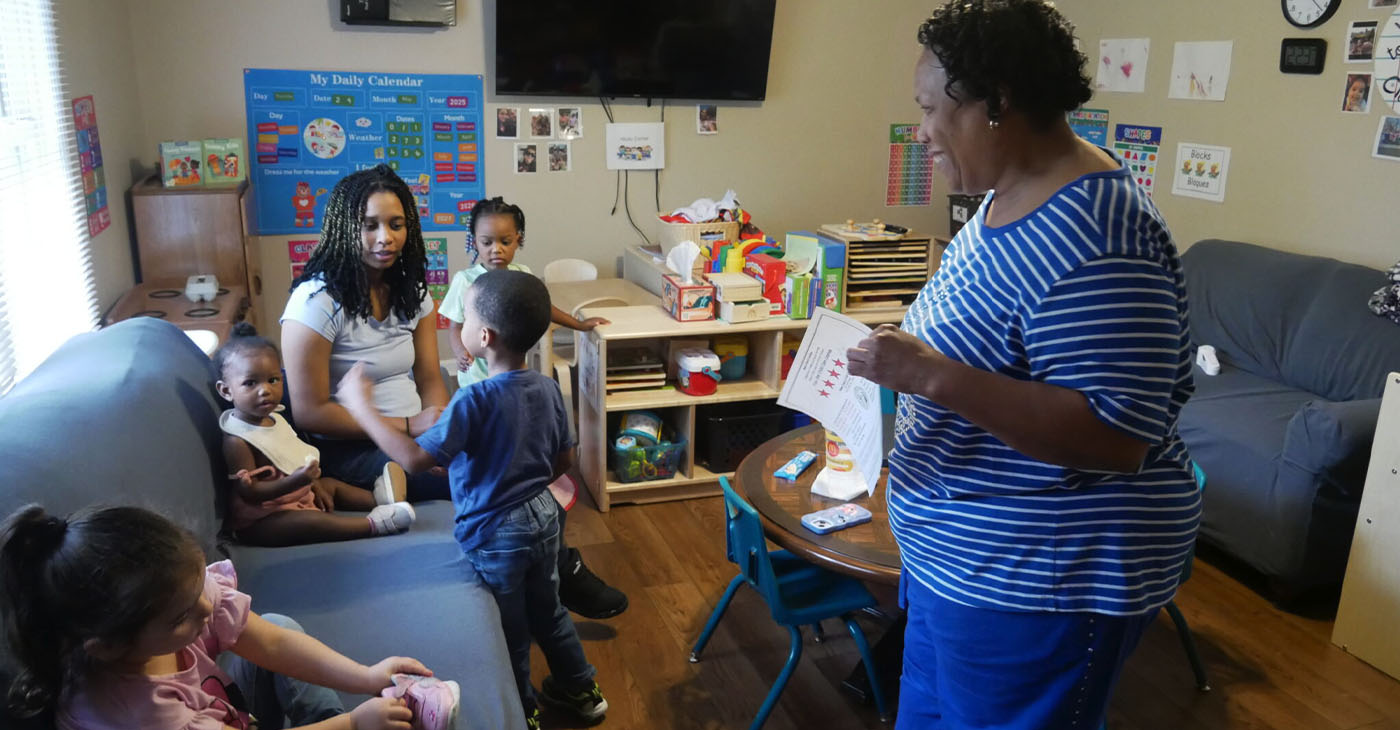 Helen Cole said her family childcare home has better equipment and provides higher-quality care because of the support she received from the Southwestern Child Development Commission’s family child care projects. Liz Bell/EducationNC
