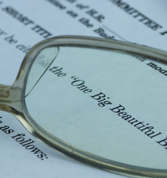 Closeup of the documents of the One Big Beautiful Bill Act (OBBBA), a budget reconciliation bill in the 119th United States Congress.