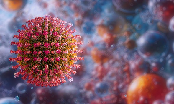 Measles morbilli virus infection outbreak, contagious rash, global child MMR vaccination. Airborne pathogen imaging, public health at risk. Immunization, morbillivirus disease prevention, medical 3D