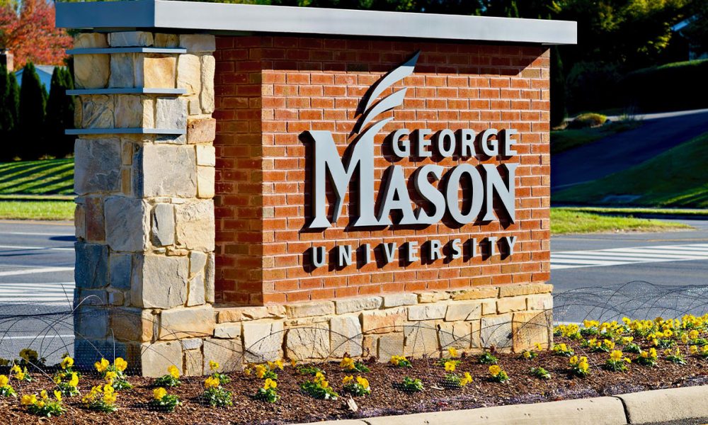 Fairfax, Virginia, USA - October 23, 2023: Sign at the entrance to George Mason University’s West Campus on a sunny afternoon. (Photo by John M. Chase)