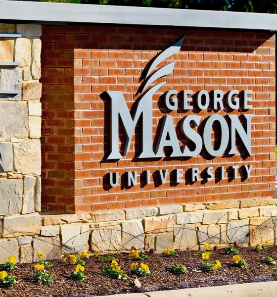 Fairfax, Virginia, USA - October 23, 2023: Sign at the entrance to George Mason University’s West Campus on a sunny afternoon. (Photo by John M. Chase)