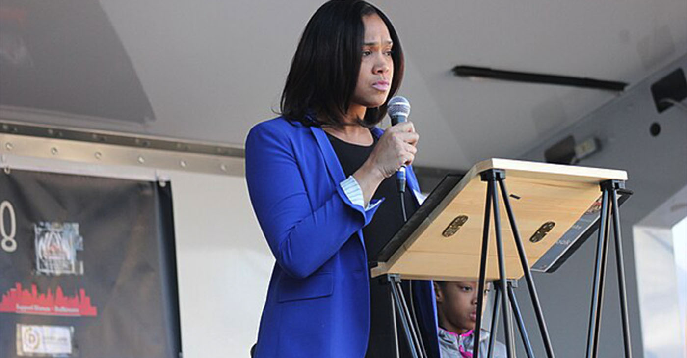 Baltimore Women's March Gathering Rally at War Memorial Plaza at 101 North Gay Street in Baltimore MD on Saturday morning, 20 January 2018 by Elvert Barnes Protest Photography Marilyn Mosby, Baltimore City State's Attorney www.facebook.com/baltimorecitysao (Wikimedia Commons)