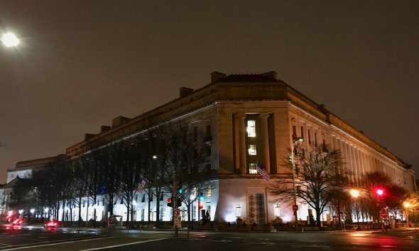 U.S. Department of Justice. Building of the night