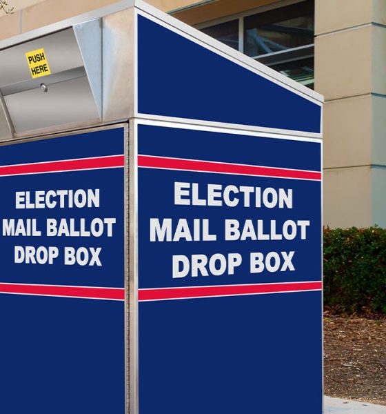Election mail ballot drop box in red white and blue
