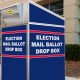 Election mail ballot drop box in red white and blue