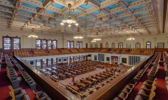 Austin, Texas, USA - January 6, 2014: Empty House of Representatives chamber in the Texas State Capitol building in Austin, Texas