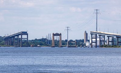 Picture of the Baltimore Key Bridge demolition and removal on 07 27 2024 showing empty spaces where the bridge and its wreckage used to be (Photo by James Radja)