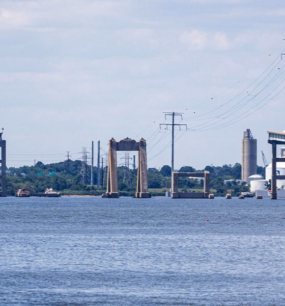 Picture of the Baltimore Key Bridge demolition and removal on 07 27 2024 showing empty spaces where the bridge and its wreckage used to be (Photo by James Radja)