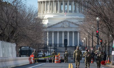 Washington, DC – January 19, 2021: Armed National Guardsmen on security detail at the U.S. Capitol