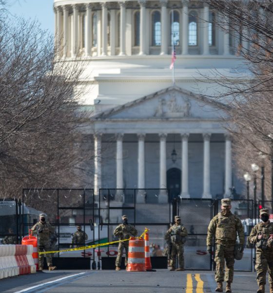 Washington, DC – January 19, 2021: Armed National Guardsmen on security detail at the U.S. Capitol