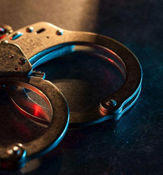 Handcuffs on dark background