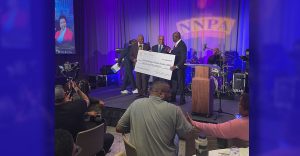 NNPA Chairman Joh Warren, President and CEO Benjamin Chavis, and Benjamin Crump at the 2025 NNPA National Leadership Awards