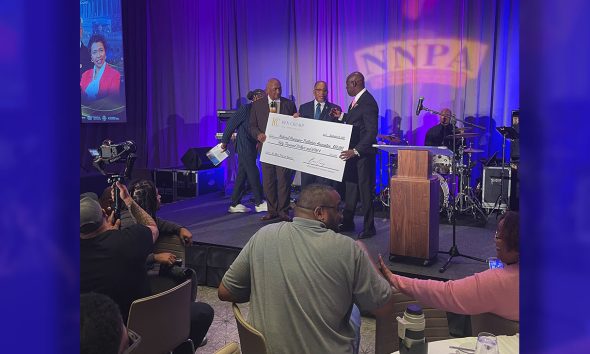 NNPA Chairman Joh Warren, President and CEO Benjamin Chavis, and Benjamin Crump at the 2025 NNPA National Leadership Awards